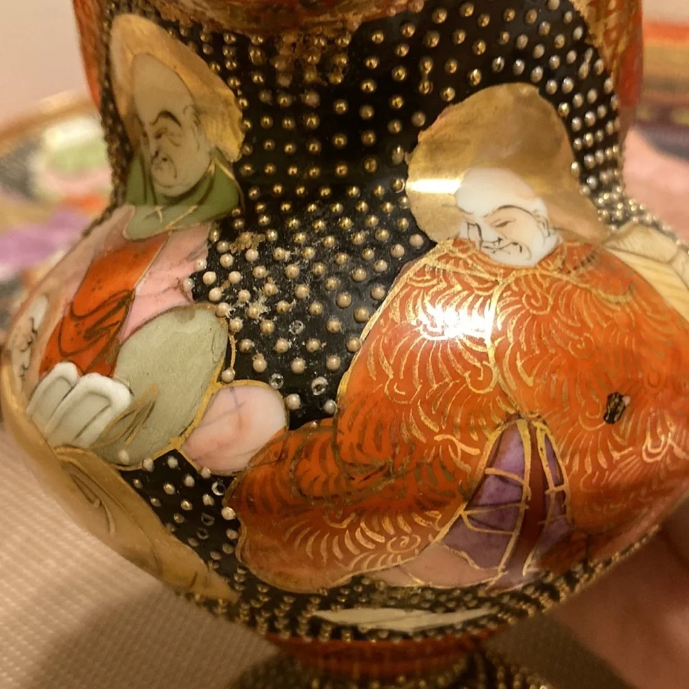Vintage  stunning detailed Japanese Satsuma creamer with matching plate